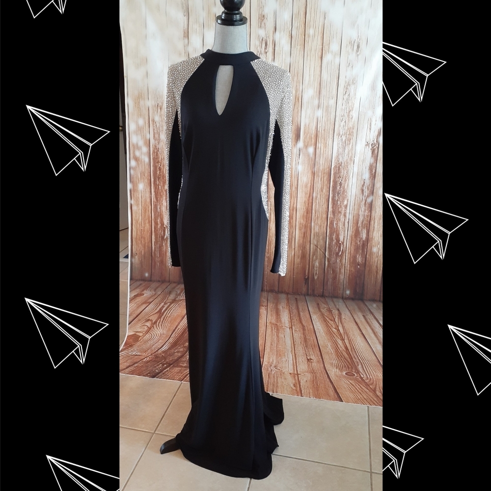 Gown Formal Dress Long Black 18W Xscape